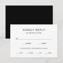 Chelsea Black and White Modern Wedding RSVP Karte