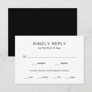 Chelsea Black and White Modern Wedding RSVP Karte