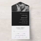 Chelsea Black Modern Wedding All In One Einladung (Innen Boden)