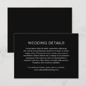 Chelsea Black Modern Wedding Begleitkarte (Vorne/Hinten)