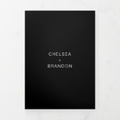Chelsea Black Modern Wedding Dreifach Gefaltete Einladung (Cover)