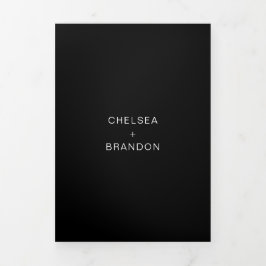Chelsea Black Modern Wedding Dreifach Gefaltete Einladung