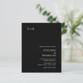 Chelsea Black Modern Wedding Einladung (Stehend Vorderseite)