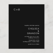 Chelsea Black Modern Wedding Einladung (Vorderseite)