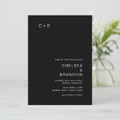 Chelsea Black Modern Wedding Einladung (Stehend Vorderseite)