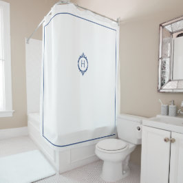 Chelsea Blau und Weiß Mit Monogramm Duschvorhang