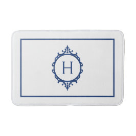 Chelsea Blue and White Mit Monogramm Bath Mat Badematte
