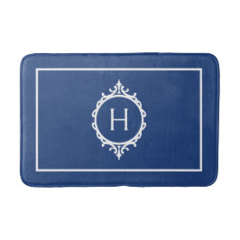 Chelsea Blue and White Mit Monogramm Bath Mat Badematte