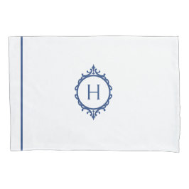 Chelsea Blue und White Mit Monogramm Pillowcase Kissenbezug