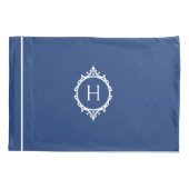 Chelsea Blue und White Mit Monogramm Pillowcase Kissenbezug (Rückseite-Links)
