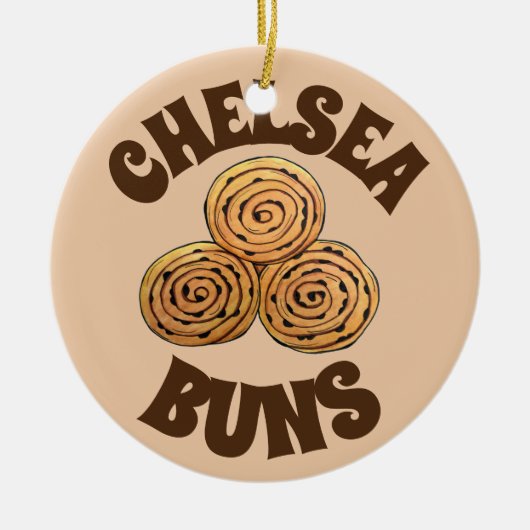 Chelsea Buns UK Currant Buchen Bakery British Food Keramik Ornament (Vorne)