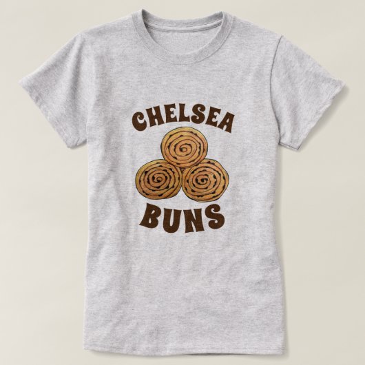 Chelsea Buns UK Currant Buchen Bakery British Food T-Shirt (Design vorne)