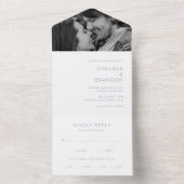 Chelsea Dusty Blue Modern Wedding All In One Einladung (Innen Boden)