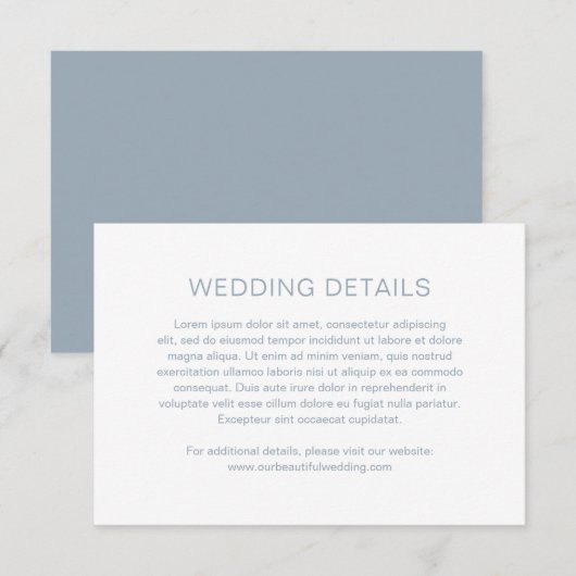 Chelsea Dusty Blue Modern Wedding Begleitkarte (Vorne/Hinten)