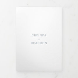Chelsea Dusty Blue Modern Wedding Dreifach Gefaltete Einladung