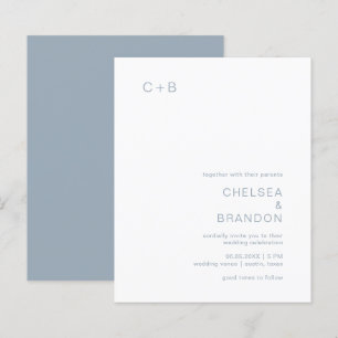 Chelsea Dusty Blue Modern Wedding Einladung
