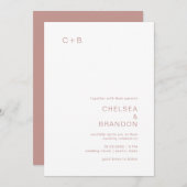 Chelsea Dusty Pink Moderne Hochzeit Einladung (Vorne/Hinten)