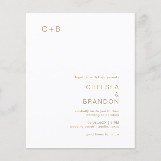 Chelsea Gold Moderne Einladung zur Hochzeit (Vorderseite)