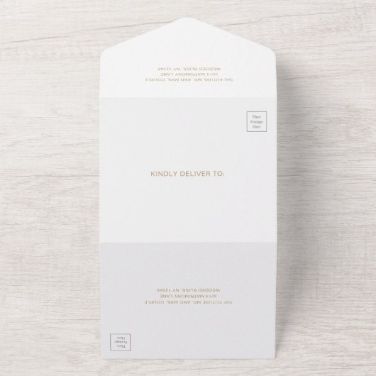 Chelsea Gold Moderne Hochzeit All In One Einladung (Außenbereich)