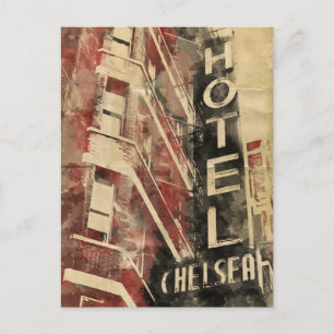 Chelsea-HotelVintage Watercolor-Postkarte Postkarte