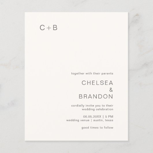 Chelsea Ivory Moderne Hochzeit Einladung (Vorderseite)