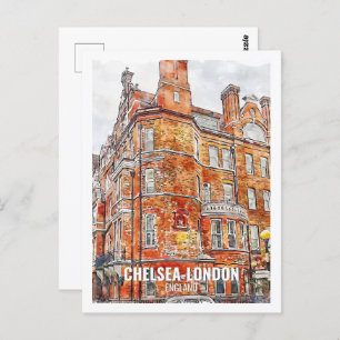 Chelsea London England Travel Place Watercolor Postkarte
