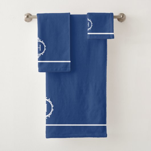 Chelsea Mit Monogramm Handtuch blau und weiß Badhandtuch Set (Insitu)
