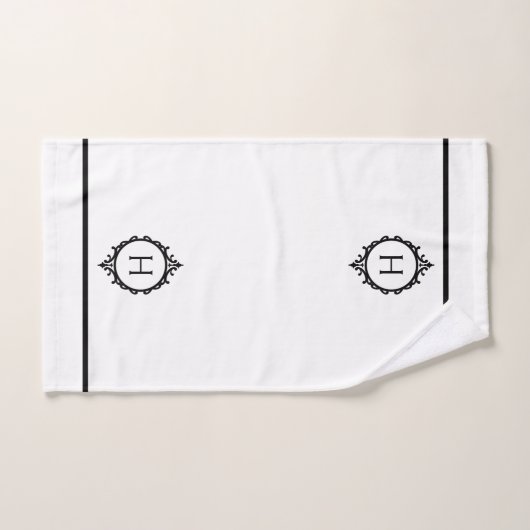 Chelsea Schwarz/Weiß Mit Monogramm Badhandtuch Set (Handtuch)