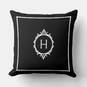 Chelsea Schwarz/Weiß Mit Monogramm Kissen