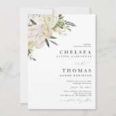 CHELSEA Watercolor White Blooms Wedding Invitation Einladung (Vorderseite)