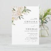 CHELSEA Watercolor White Blooms Wedding Invitation Einladung (Stehend Vorderseite)