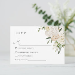 CHELSEA Watercolor White Blooms Wedding  RSVP Karte