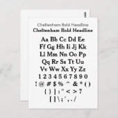 Cheltenham Bold Headline - Zazzle Schriftart Sampl Postkarte (Vorne/Hinten)