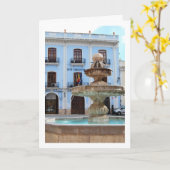 Chelva Plaza Fountain Portrait, Valencia, Spanisch Karte (Gelbe Blume)