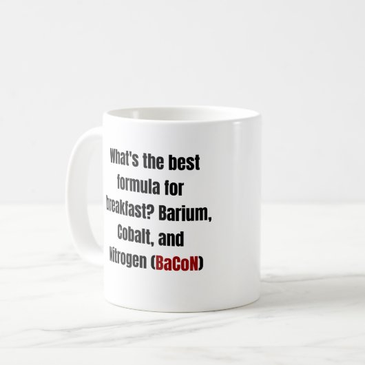Chemie Bacon Pun Kaffeetasse (Vorderseite Links)