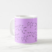 Chemie des Tees und des Kaffees in Lila Kaffeetasse (Vorderseite Links)