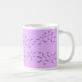 Chemie des Tees und des Kaffees in Lila Kaffeetasse