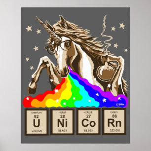 Chemie Einhorn erbricht Regenbogen Poster