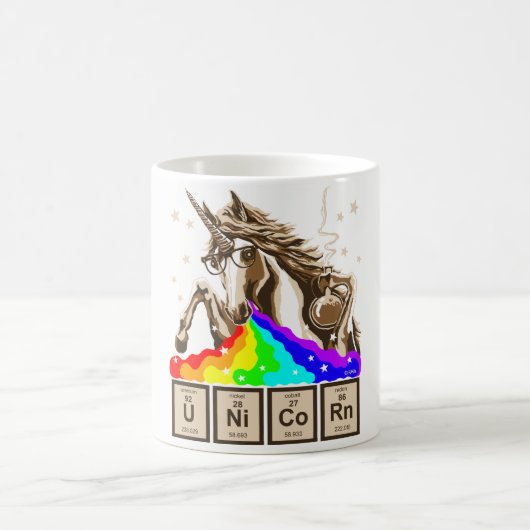Chemie-Einhorn kotzt Regenbogen Kaffeetasse (Mittel)