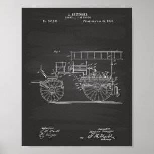 Chemie-Feuerwehrauto 1893 Patent Kunst Tafelbild Poster