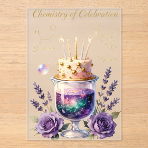 Chemie Geburtstagsfeier Kolben und Blumenschmuck Acryleinladungen