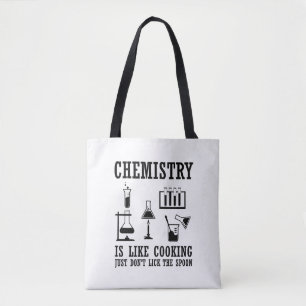 Chemie ist wie Kochen lustiger Chemiker-Zitat Tasche