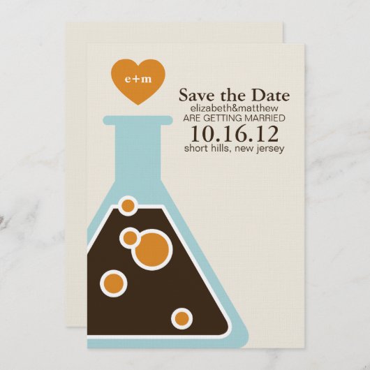Chemie kann nicht heiraten und das Datum retten Save The Date (Vorne/Hinten)