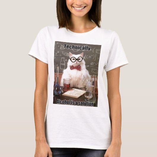 Chemie-Katze Meme Alkohol T-Shirt (Vorderseite)
