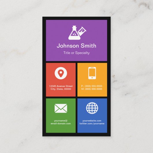 Chemie Labrador Laboratory - Farbige Fliesen kreat Visitenkarte (Rückseite)