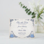 Chemie-Lehrer Hochzeitseinladungen Save The Date (Stehend Vorderseite)