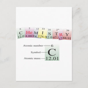 Chemie mit Elementen getippt Postkarte