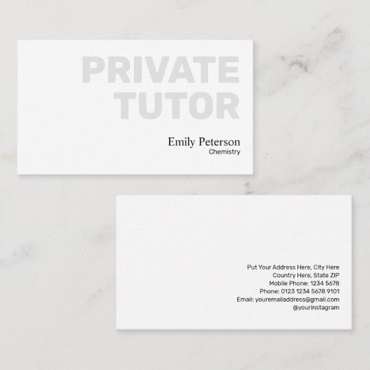 Chemie Private Tutor Blue Flask Sketch White Visitenkarte (Vorne/Hinten)