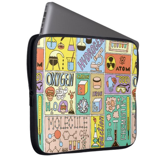 Chemie Science Banners Set. Farb Hand Drawing vi Laptopschutzhülle (Vorne Rechts)