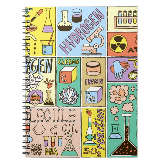 Chemie Science Banners Set. Farb Hand Drawing vi Notizblock (Vorderseite)